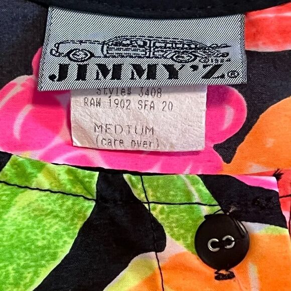 Vintage 80s JIMMY'Z Neon Tropical Floral Cropped Sleeveless Top Sz M - Picture 6 of 9